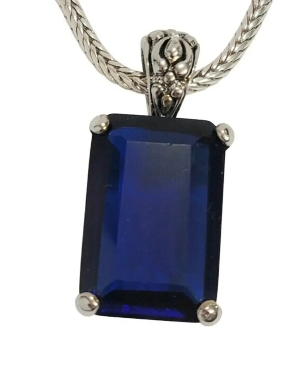 Vintage  Blue Pendant Necklace Earring Set Pearl Pendant